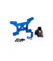 TRX6739X SUPPORT D'AMORTISSEURS AVANT ALUMINIUM BLEU RUSTLER 4X4 VXL - HOSS